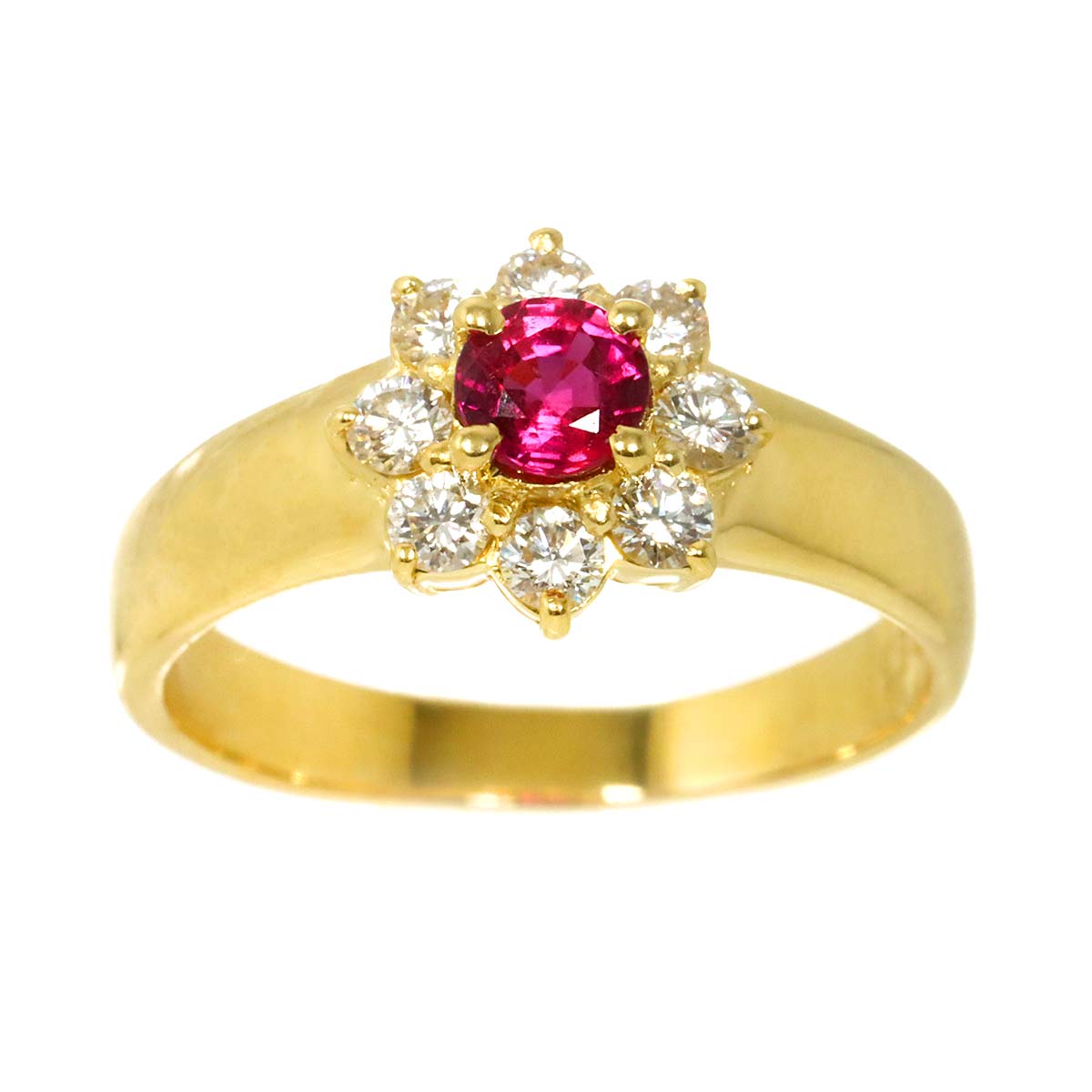 Ruby 0.38ct Diamond 0.33ct Ring 18K YG size5.5-5.75(US)