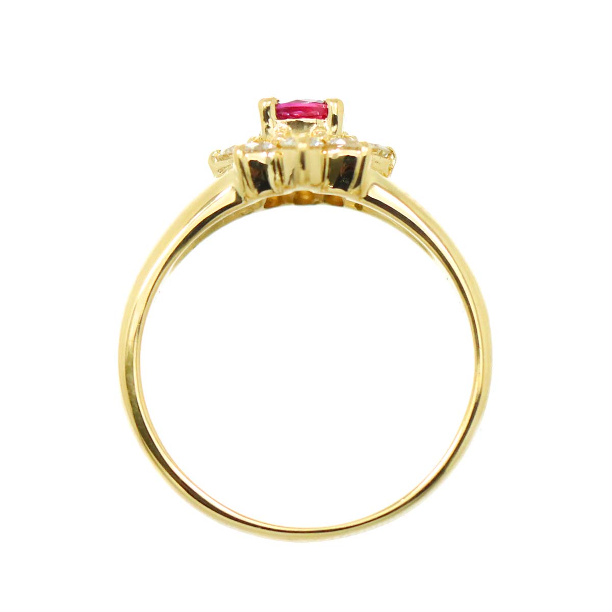 Ruby 0.38ct Diamond 0.33ct Ring 18K YG size5.5-5.75(US)