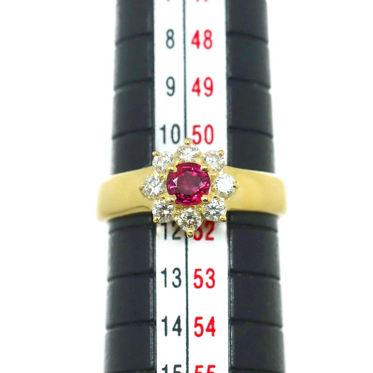 Ruby 0.38ct Diamond 0.33ct Ring 18K YG size5.5-5.75(US)