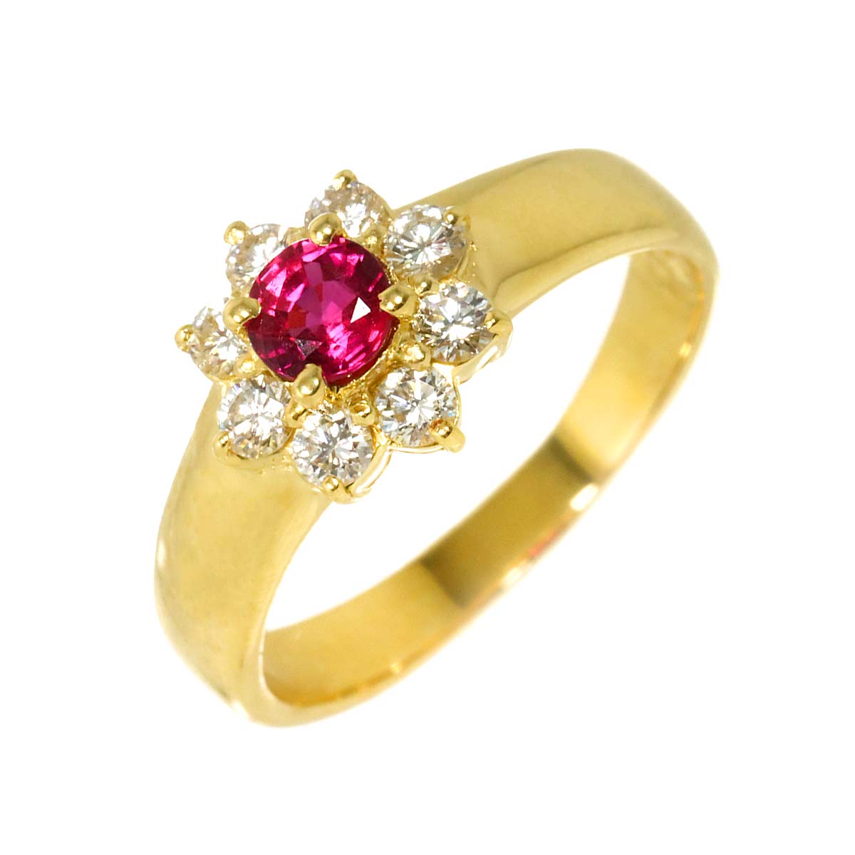 Ruby 0.38ct Diamond 0.33ct Ring 18K YG size5.5-5.75(US)