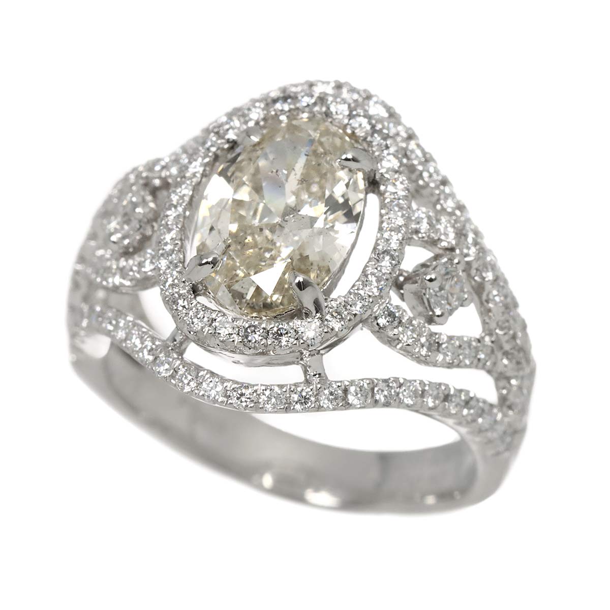 Diamond 1.432ct/0.80ct Ring Pt Platinum size5-5.25(US)