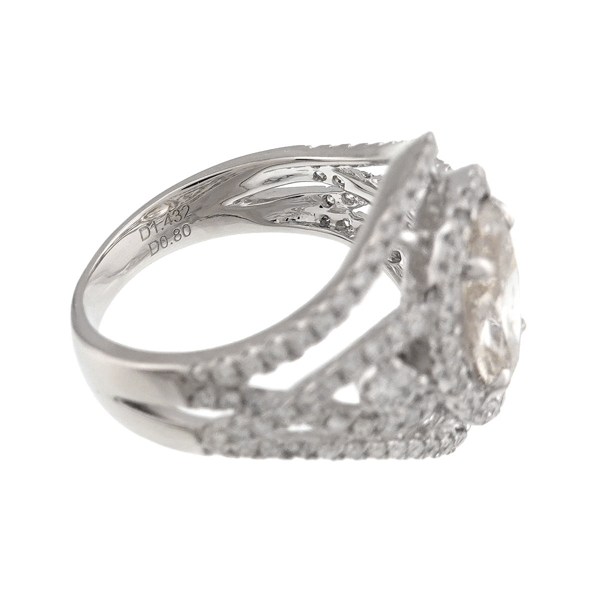 Diamond 1.432ct/0.80ct Ring Pt Platinum size5-5.25(US)