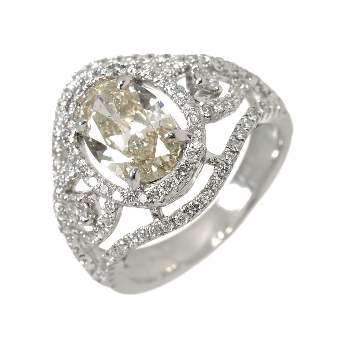 Diamond 1.432ct/0.80ct Ring Pt Platinum size5-5.25(US)