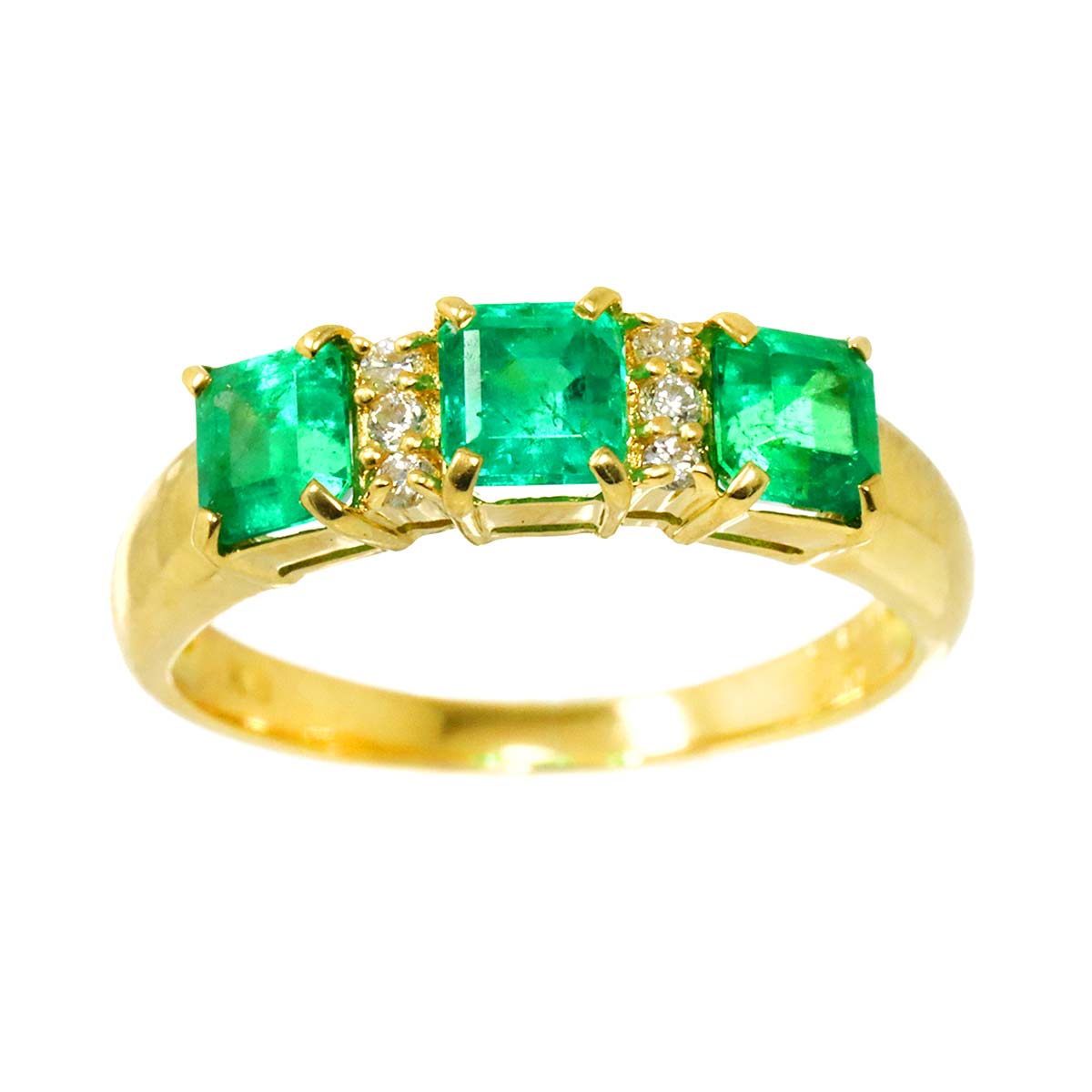 Emerald 1.02ct Diamond 0.06ct Ring 18K YG 750 size4.5((US)