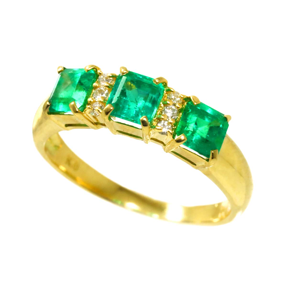 Emerald 1.02ct Diamond 0.06ct Ring 18K YG 750 size4.5((US)