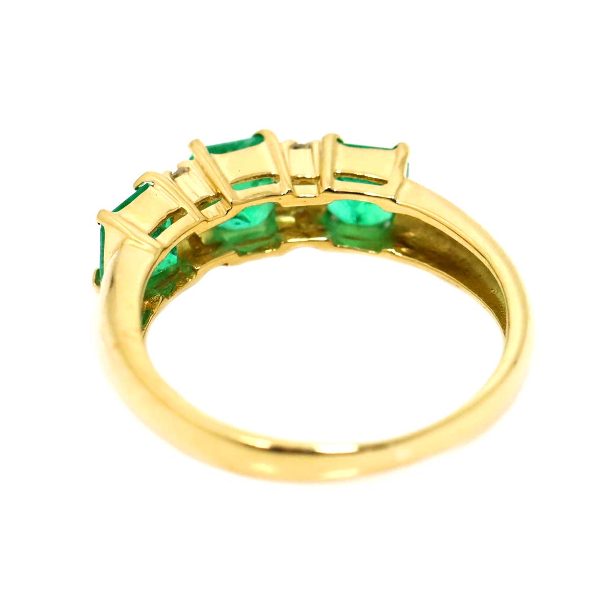 Emerald 1.02ct Diamond 0.06ct Ring 18K YG 750 size4.5((US)