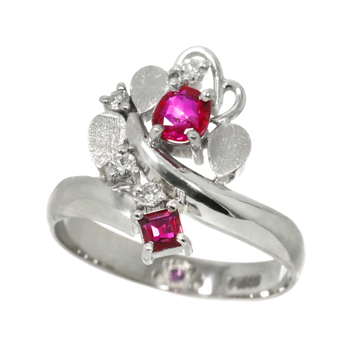 Ruby Diamond Ring Pt Platinum size5.5-5.75(US)