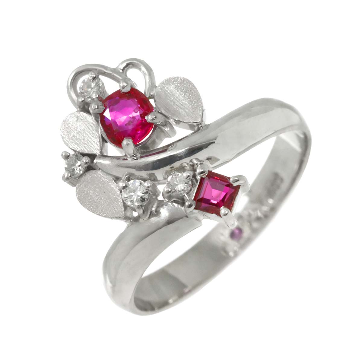 Ruby Diamond Ring Pt Platinum size5.5-5.75(US)