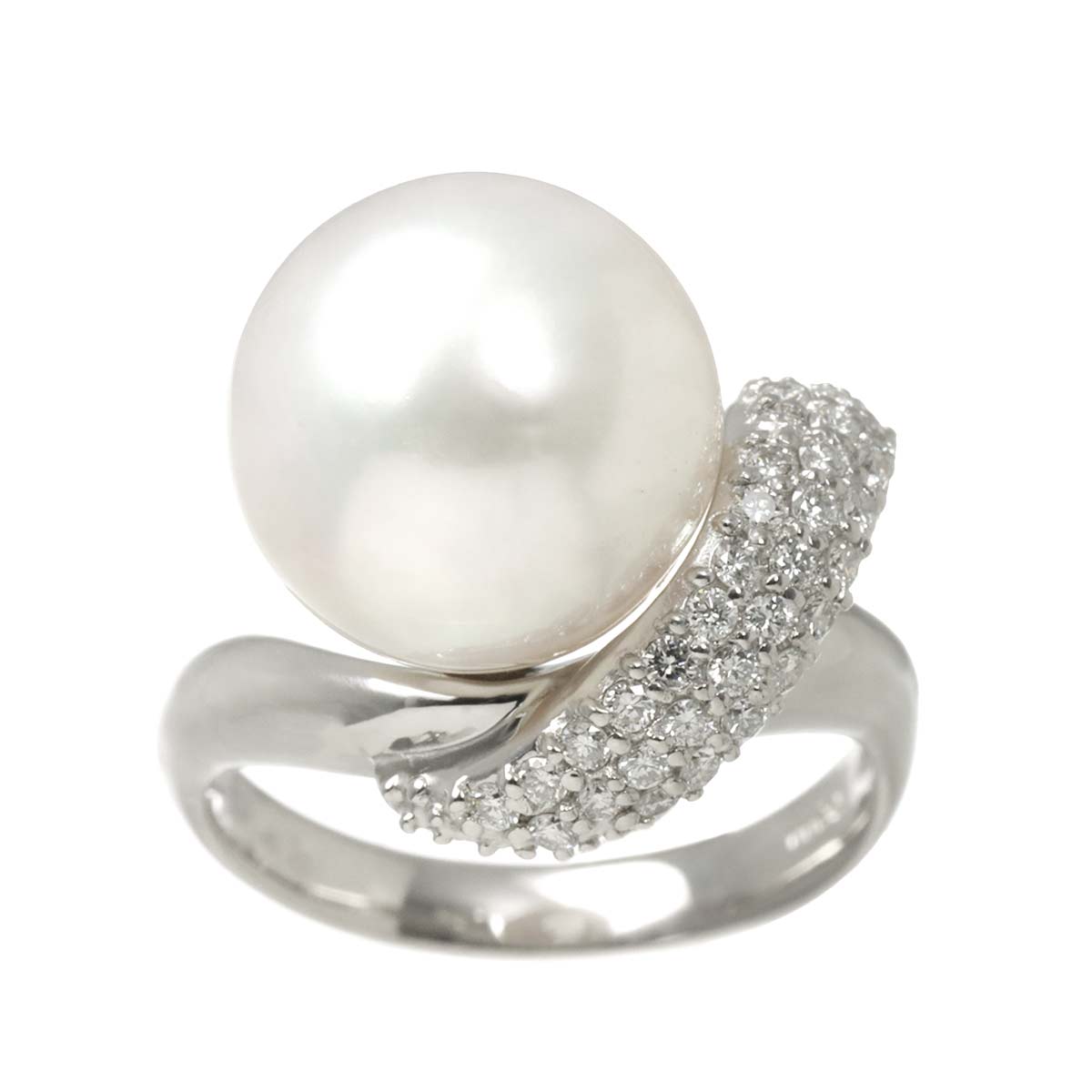 South Sea pearl 12.8mm Diamond 0.43ct Ring Pt Platinum Size7.75-8(US)