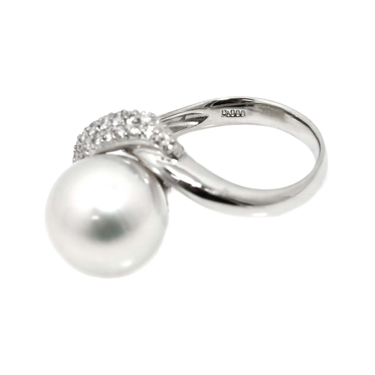 South Sea pearl 12.8mm Diamond 0.43ct Ring Pt Platinum Size7.75-8(US)