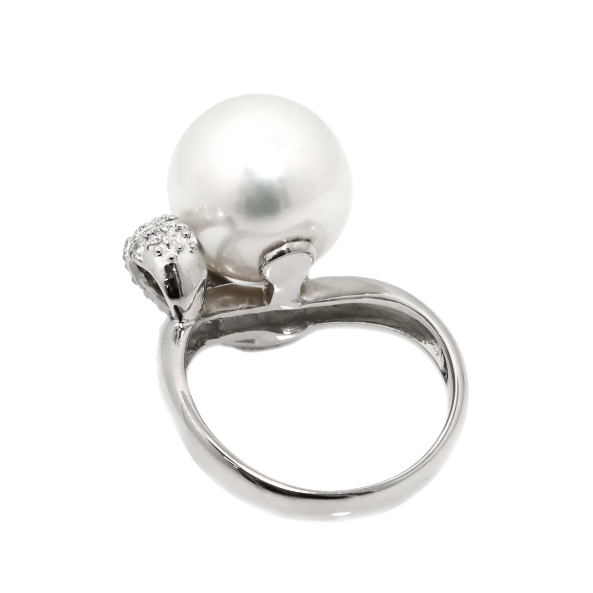 South Sea pearl 12.8mm Diamond 0.43ct Ring Pt Platinum Size7.75-8(US)