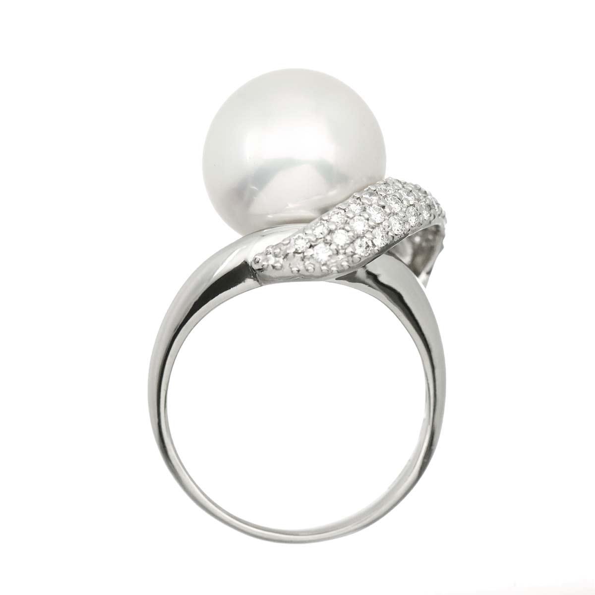 South Sea pearl 12.8mm Diamond 0.43ct Ring Pt Platinum Size7.75-8(US)