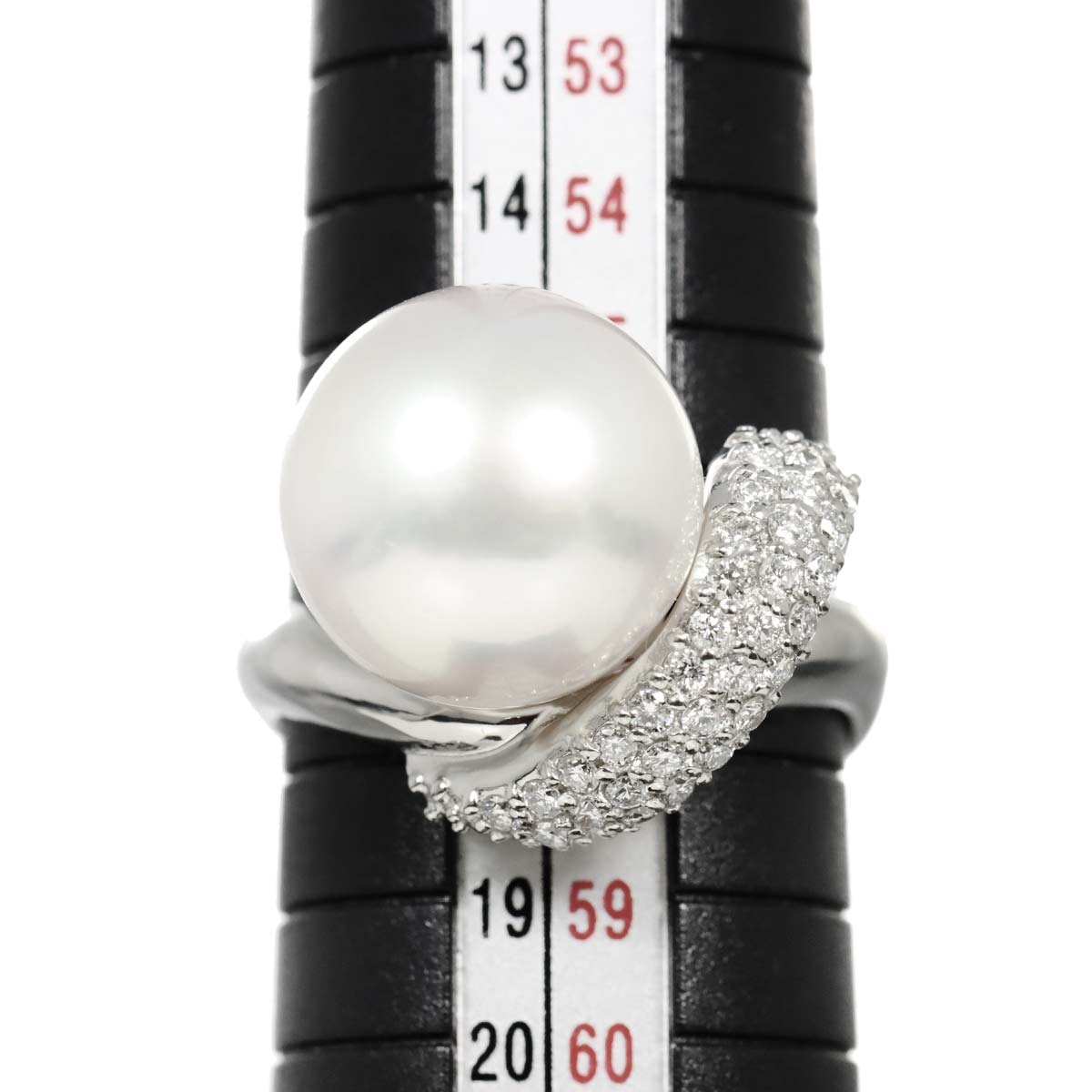 South Sea pearl 12.8mm Diamond 0.43ct Ring Pt Platinum Size7.75-8(US)