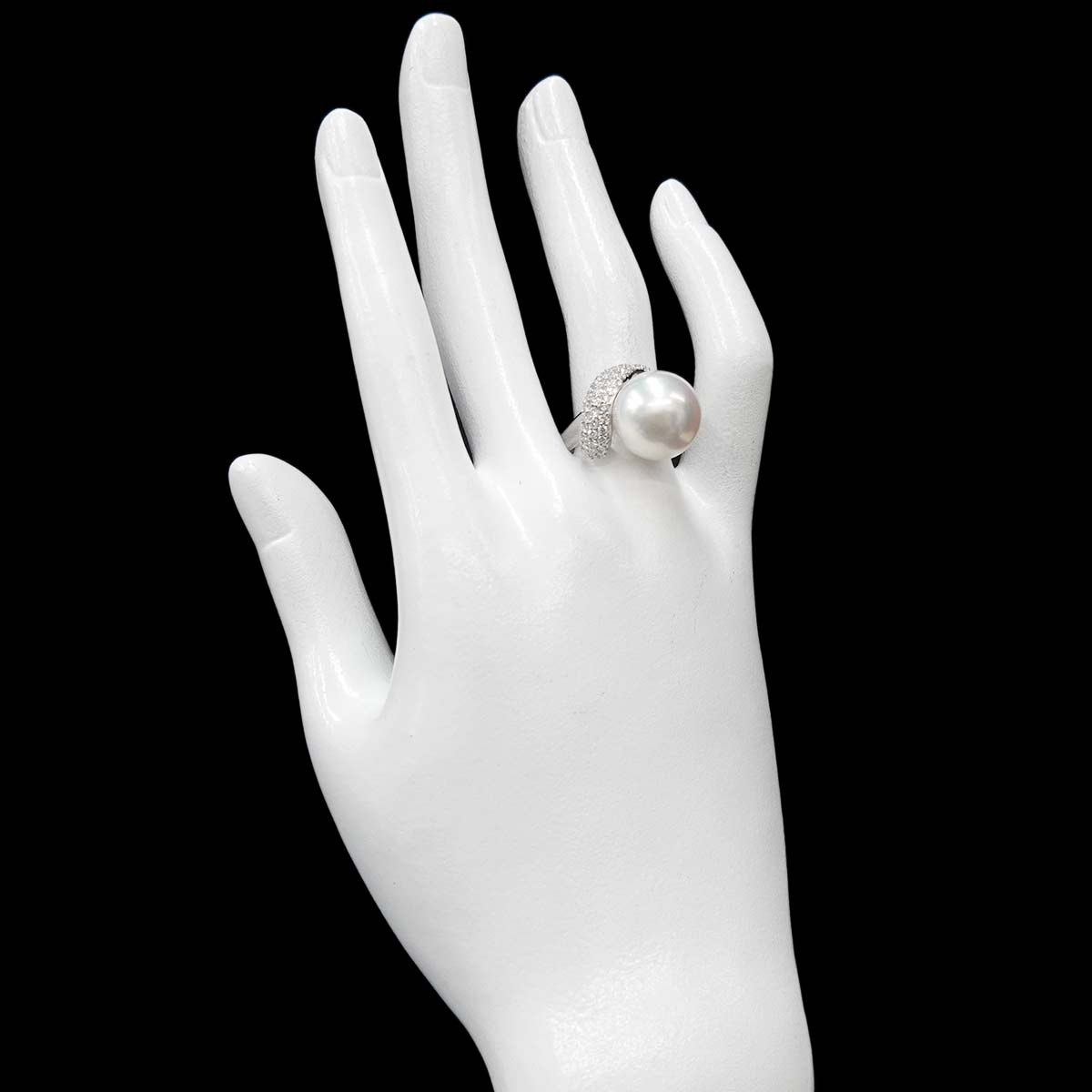 South Sea pearl 12.8mm Diamond 0.43ct Ring Pt Platinum Size7.75-8(US)