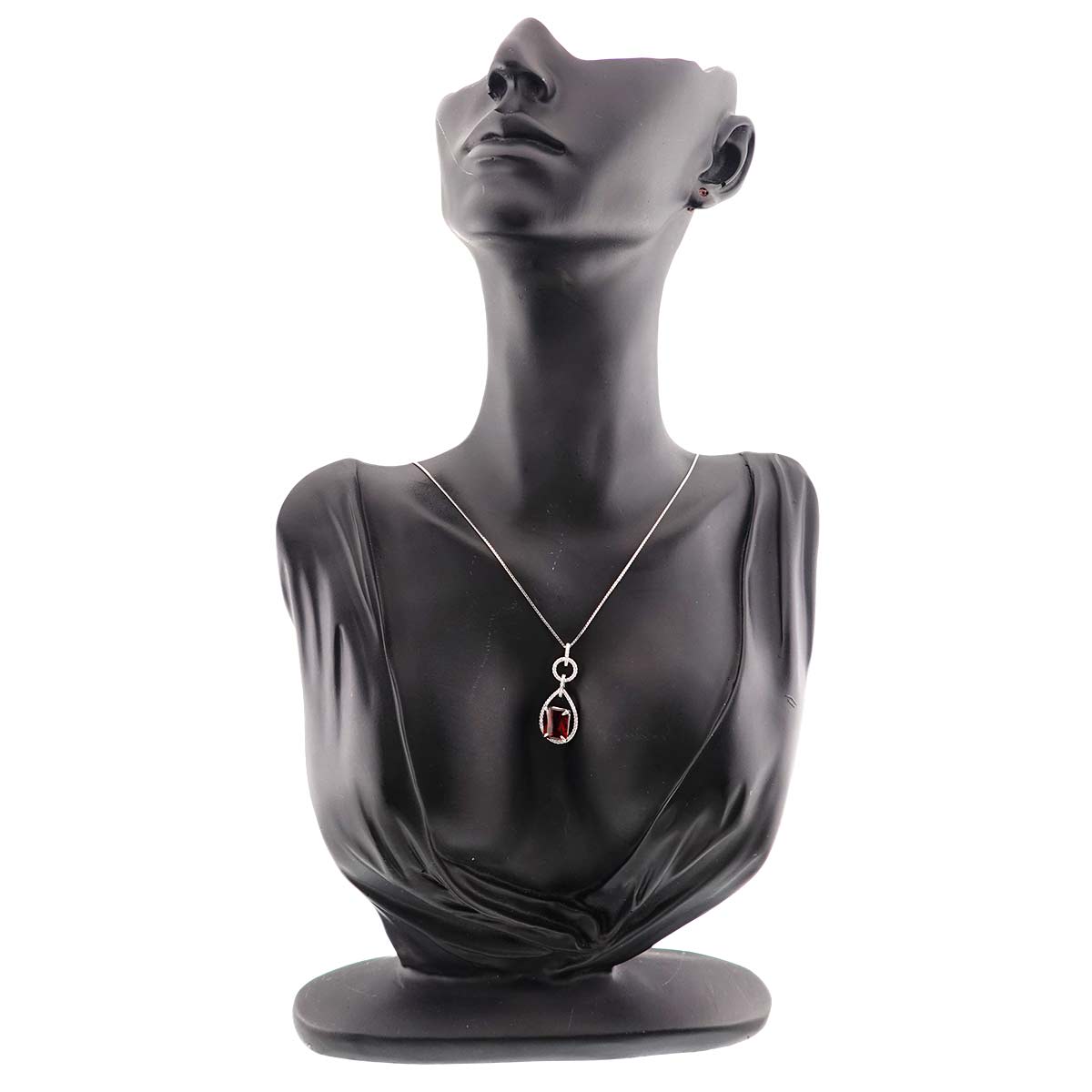 Garnet 4.22ct Diamond 0.27ct Necklace 18K 18K White Gold 750