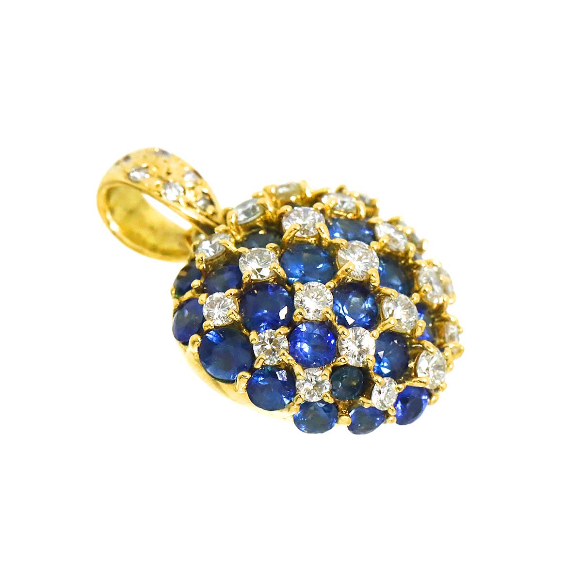Sapphire 2.00ct Diamond 0.65ct Pendant Top 18K K18 YG Yellow Gold 750