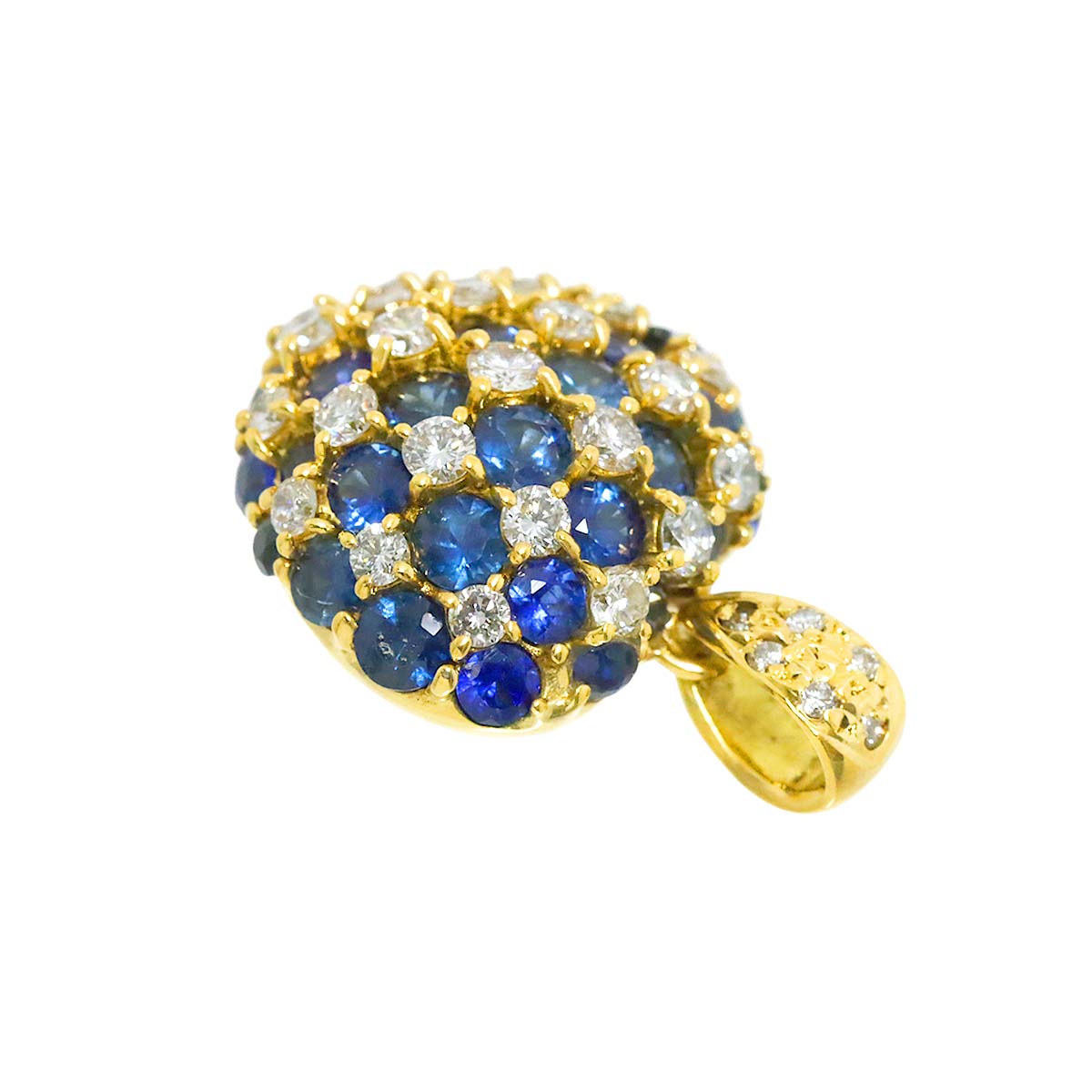 Sapphire 2.00ct Diamond 0.65ct Pendant Top 18K K18 YG Yellow Gold 750