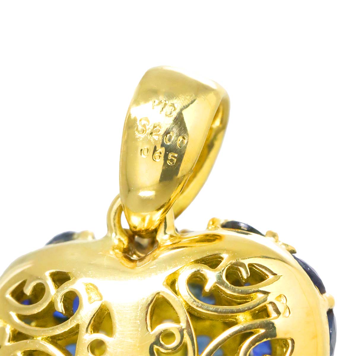 Sapphire 2.00ct Diamond 0.65ct Pendant Top 18K K18 YG Yellow Gold 750