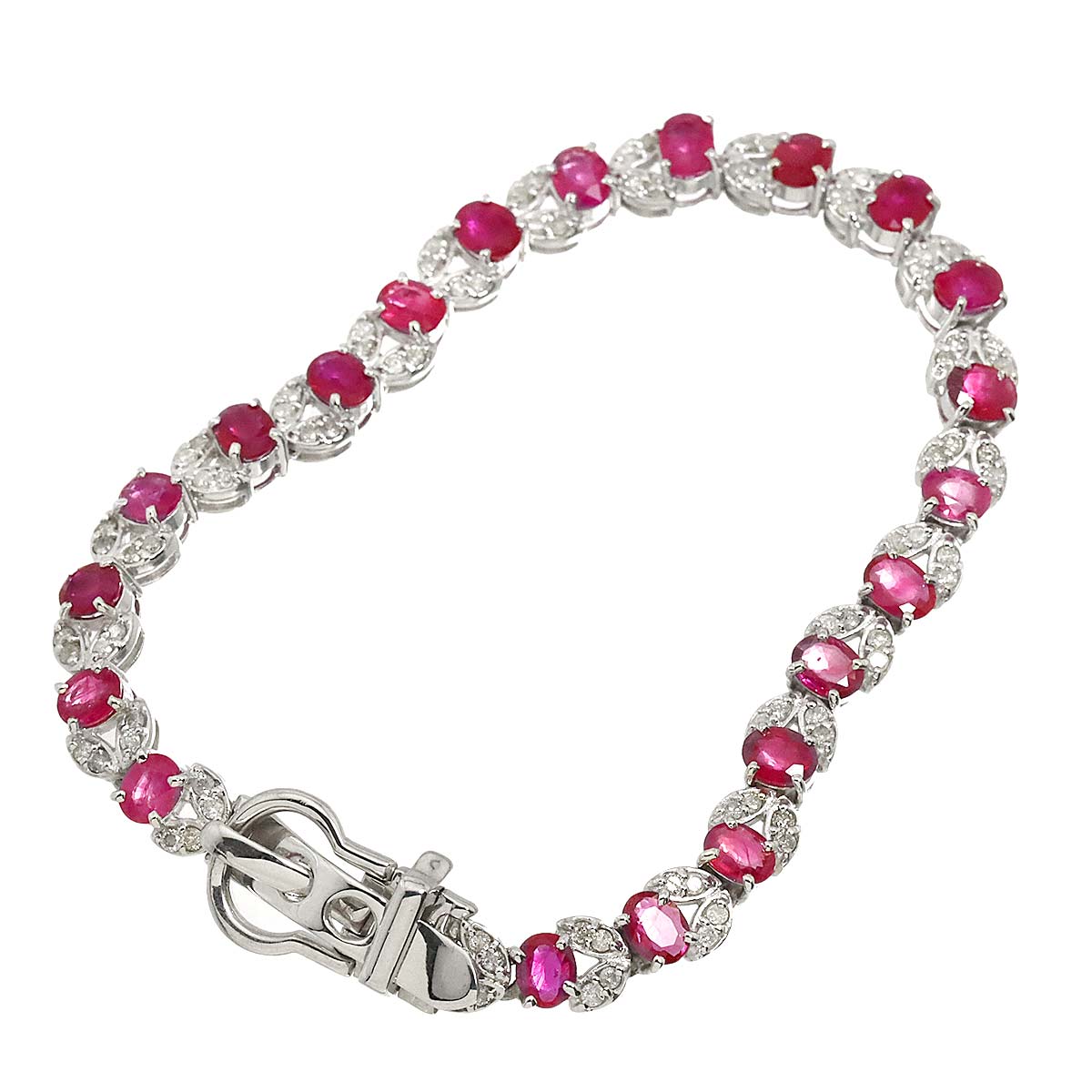 Ruby 7.29ct Diamond 1.00ct Bracelet 18K K18 WG White Gold 750
