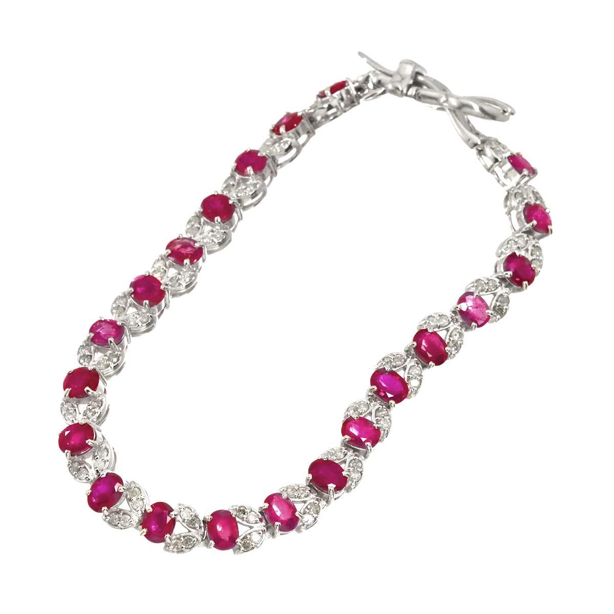 Ruby 7.29ct Diamond 1.00ct Bracelet 18K K18 WG White Gold 750