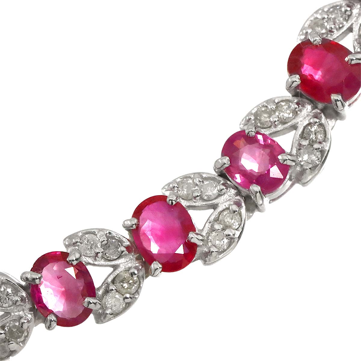 Ruby 7.29ct Diamond 1.00ct Bracelet 18K K18 WG White Gold 750