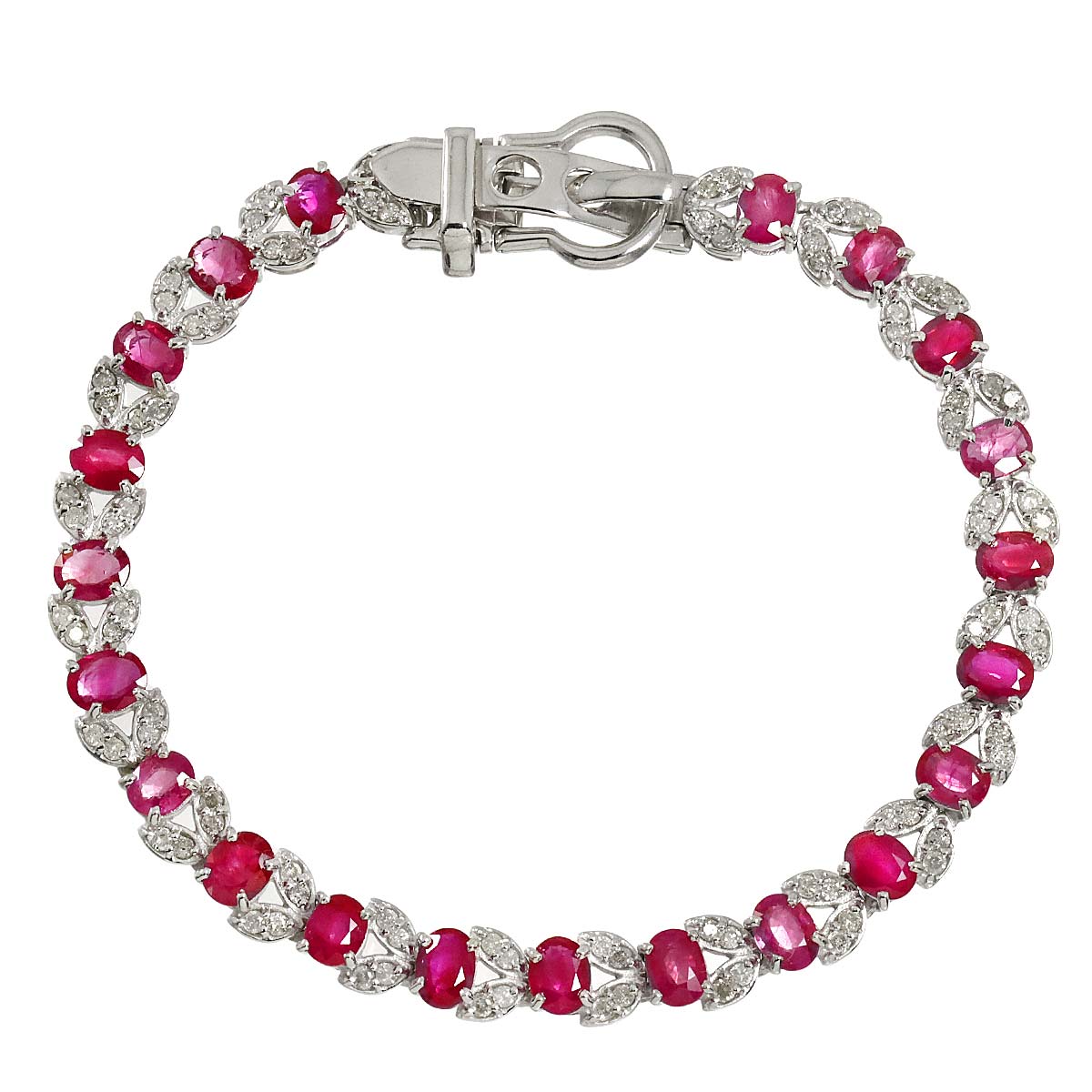 Ruby 7.29ct Diamond 1.00ct Bracelet 18K K18 WG White Gold 750