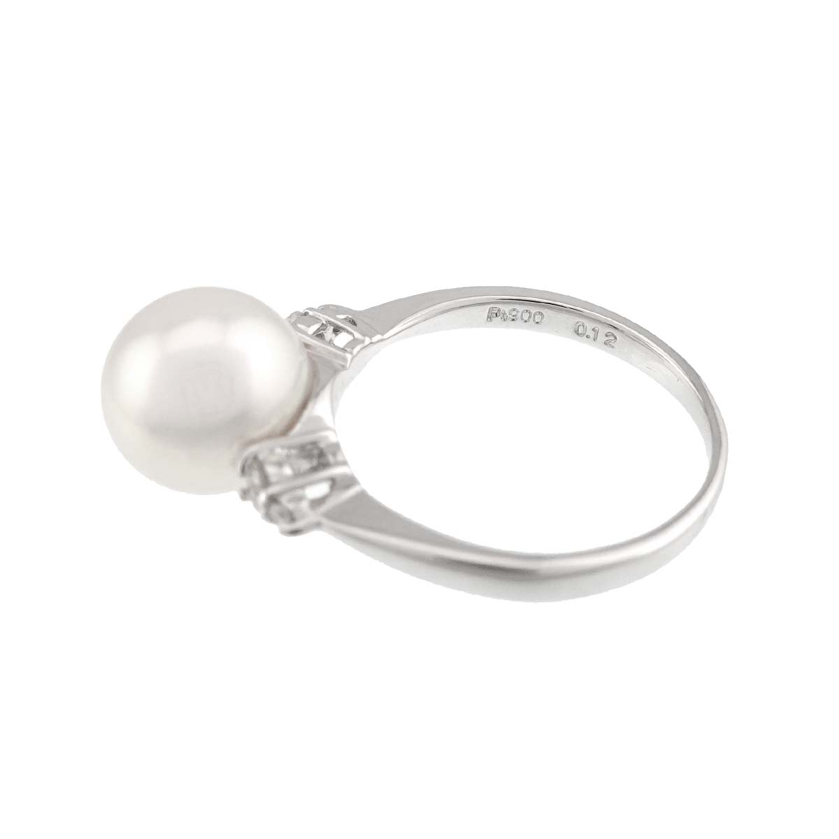Akoya Pearl 8.9mm Diamond 0.12ct Ring Pt Platinum Size5-5.25(US)