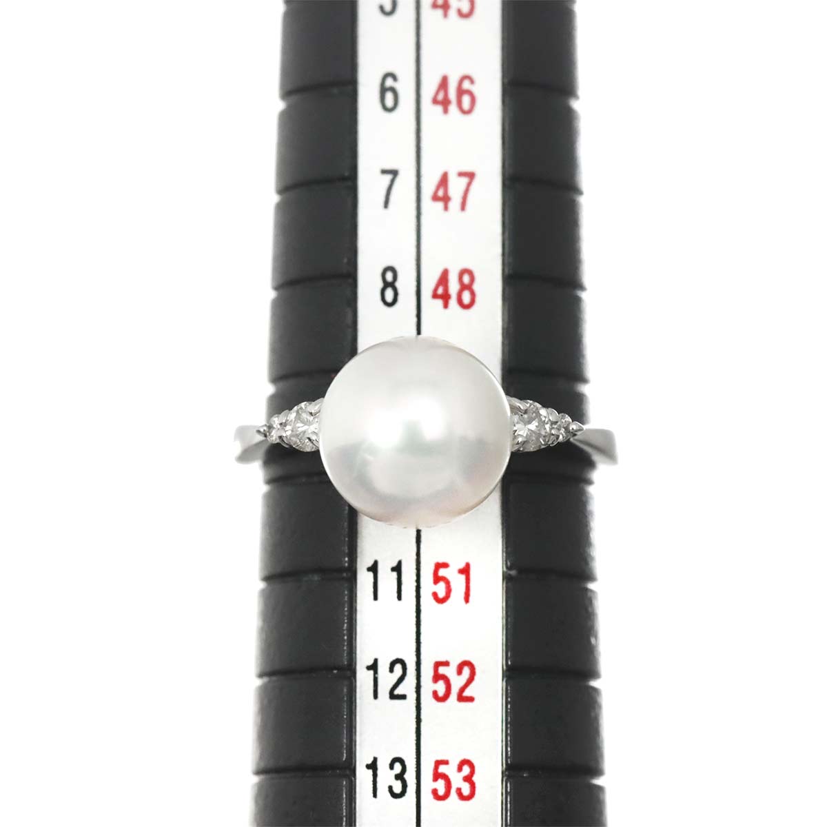 Akoya Pearl 8.9mm Diamond 0.12ct Ring Pt Platinum Size5-5.25(US)