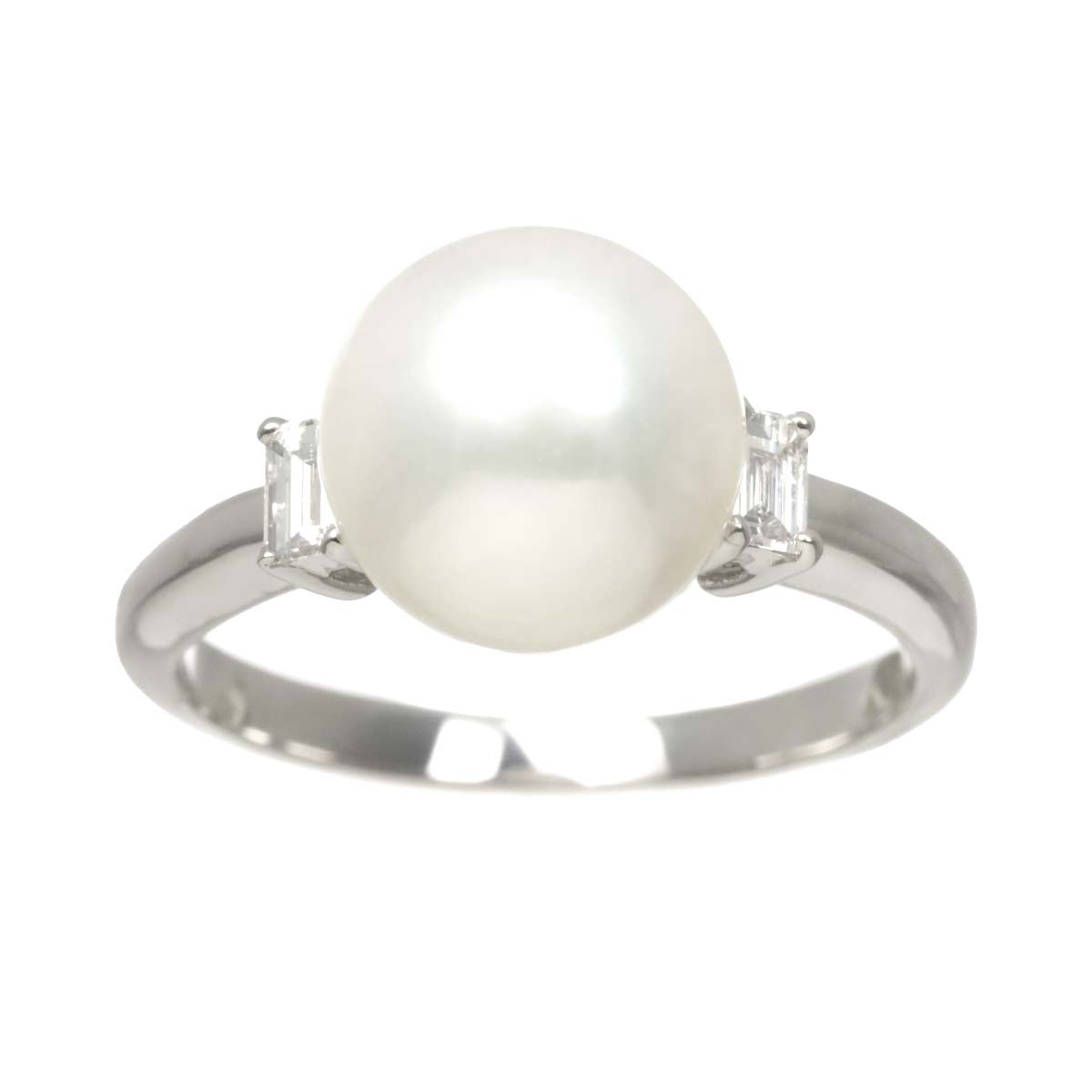 South Sea pearl 9.7mm Diamond 0.16ct Ring Pt Platinum Size6.5-6.75(US)