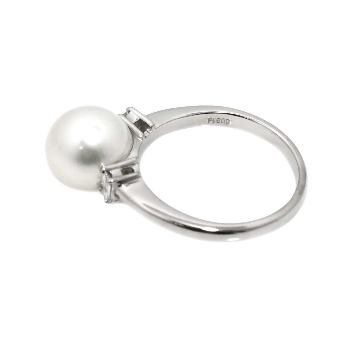 South Sea pearl 9.7mm Diamond 0.16ct Ring Pt Platinum Size6.5-6.75(US)