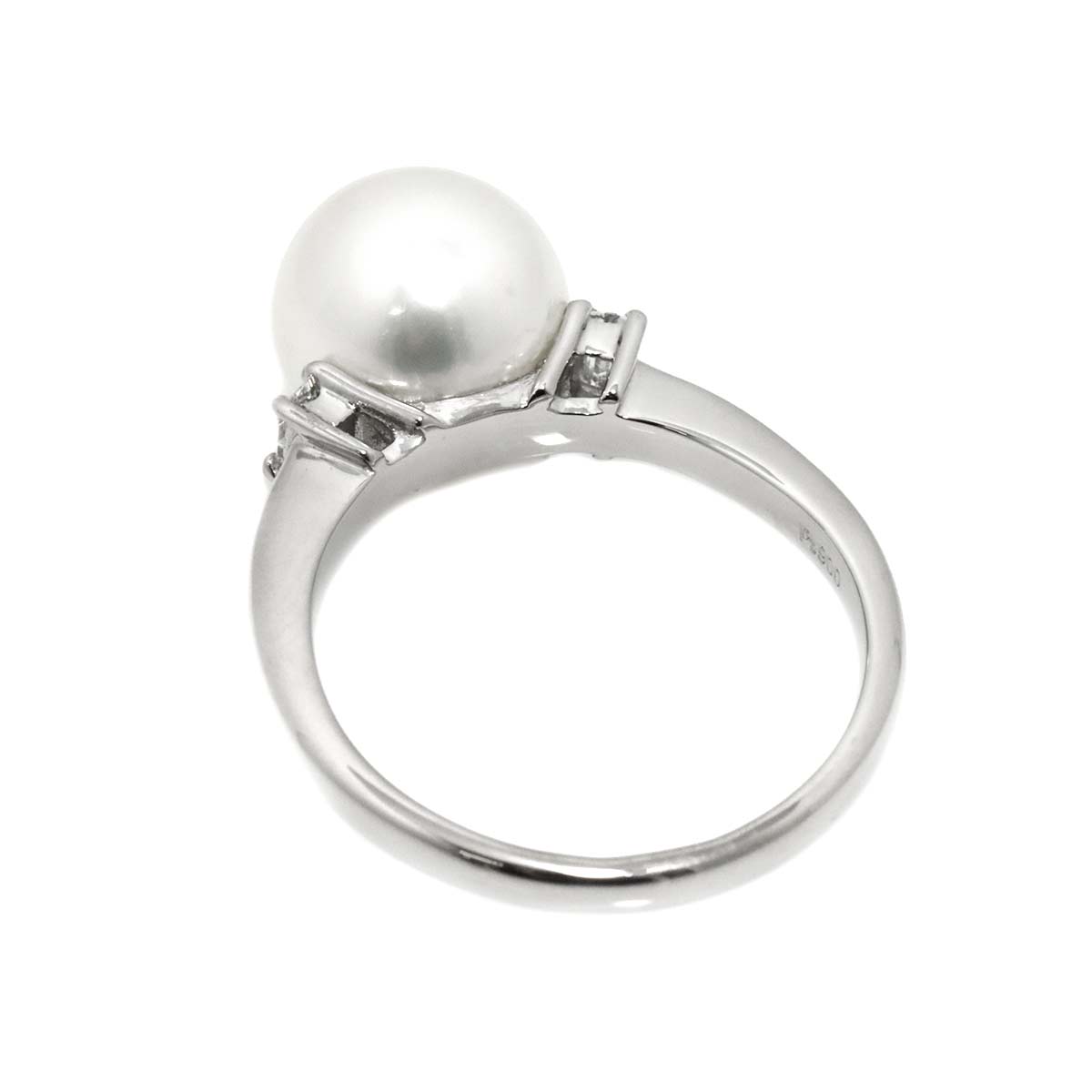 South Sea pearl 9.7mm Diamond 0.16ct Ring Pt Platinum Size6.5-6.75(US)