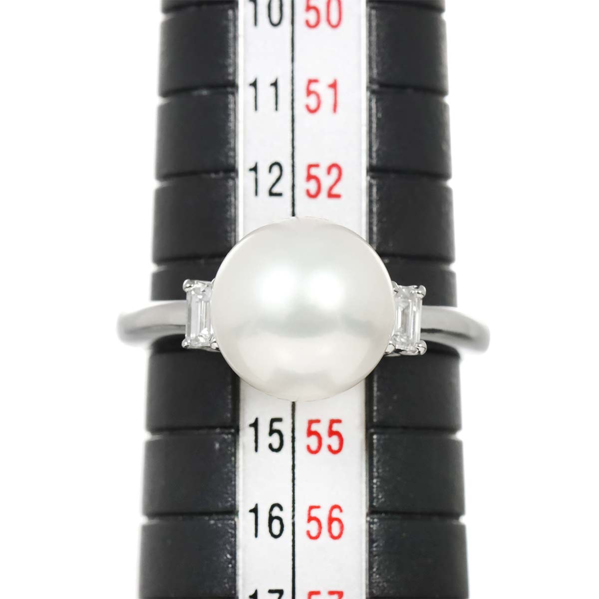South Sea pearl 9.7mm Diamond 0.16ct Ring Pt Platinum Size6.5-6.75(US)