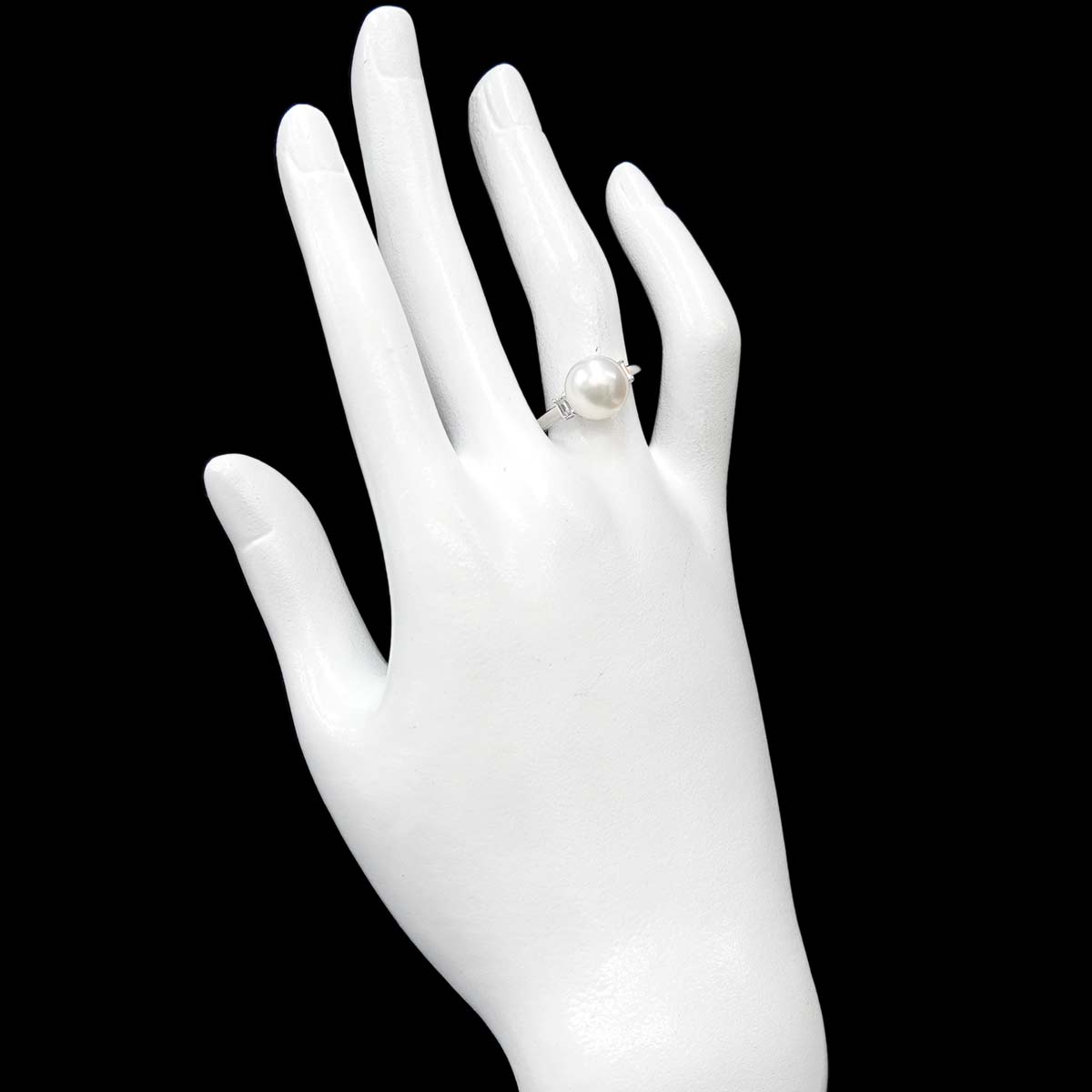 South Sea pearl 9.7mm Diamond 0.16ct Ring Pt Platinum Size6.5-6.75(US)