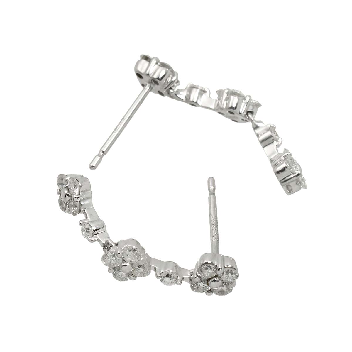 Diamond 0.50ct/0.50ct Earrings Pierced 18K K18 WG 750
