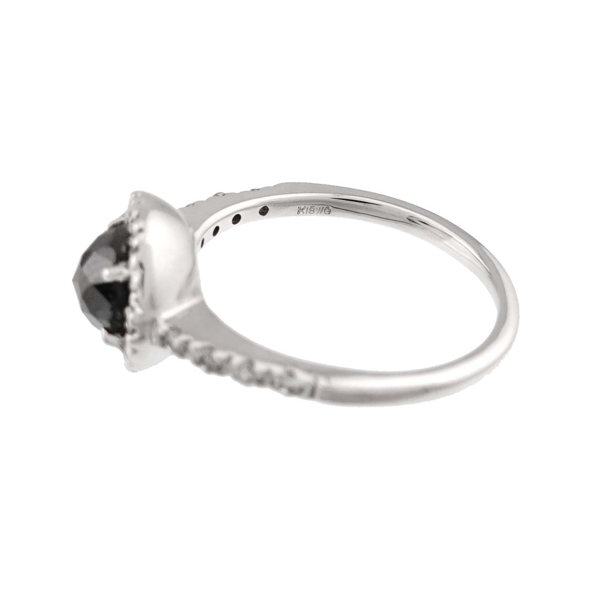 Black Diamond 0.82ct Diamond Ring K18 WG White Gold size3.75-4(US)