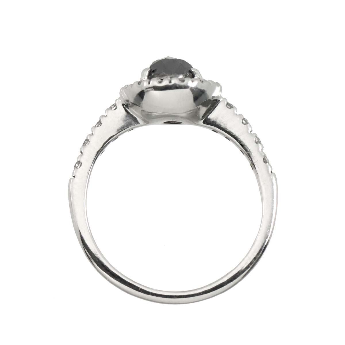 Black Diamond 0.82ct Diamond Ring K18 WG White Gold size3.75-4(US)