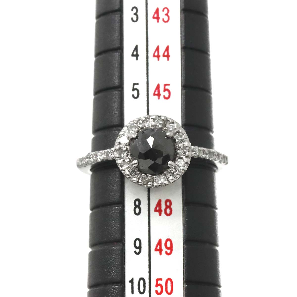 Black Diamond 0.82ct Diamond Ring K18 WG White Gold size3.75-4(US)