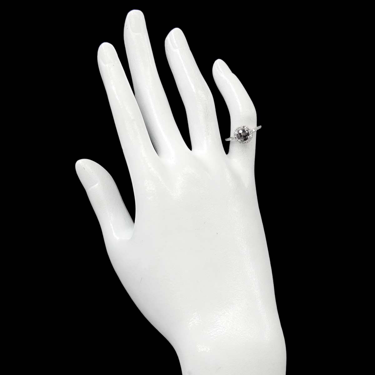 Black Diamond 0.82ct Diamond Ring K18 WG White Gold size3.75-4(US)