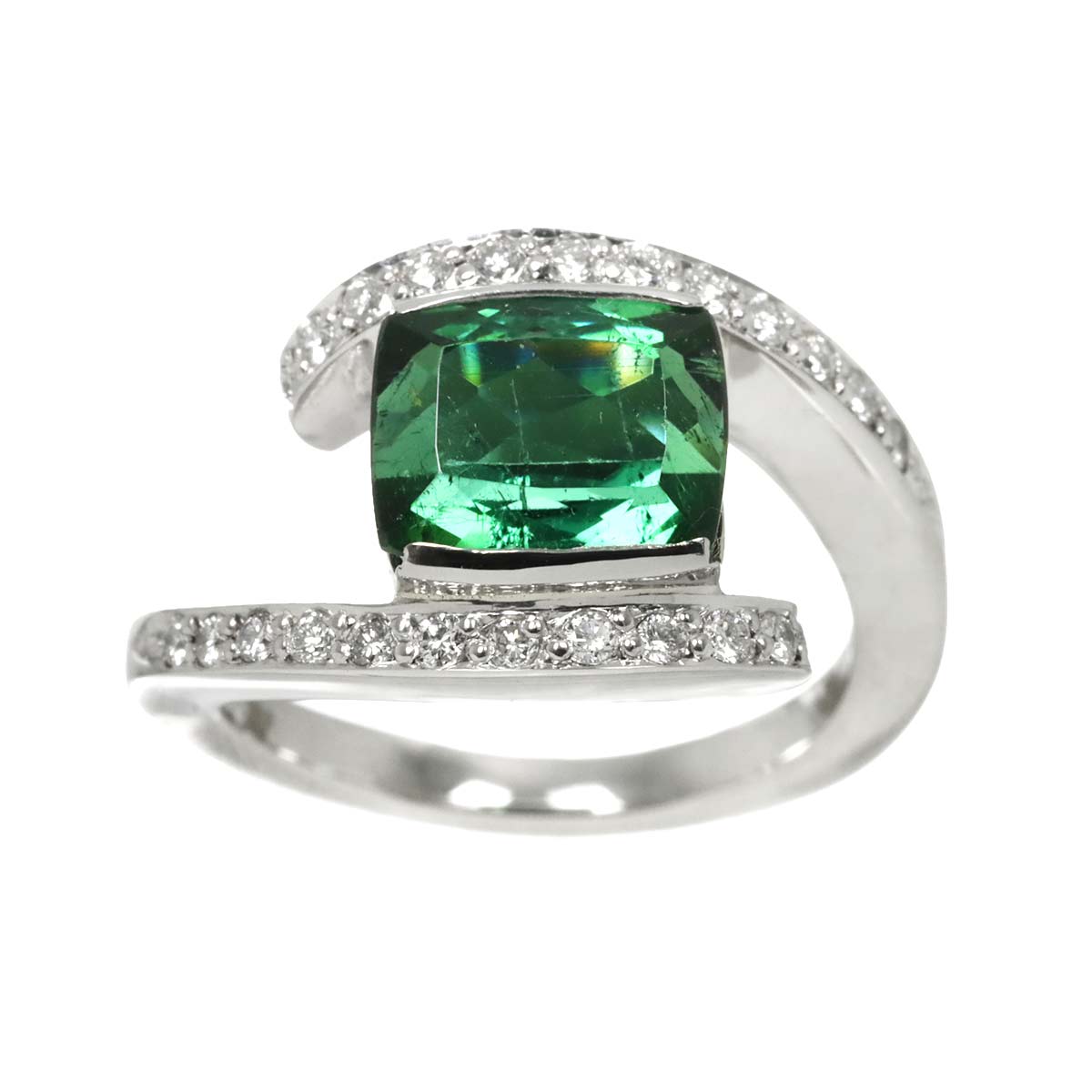 Tourmaline 3.04ct Diamond 0.25ct Ring Pt Platinum size5-5.25(US)