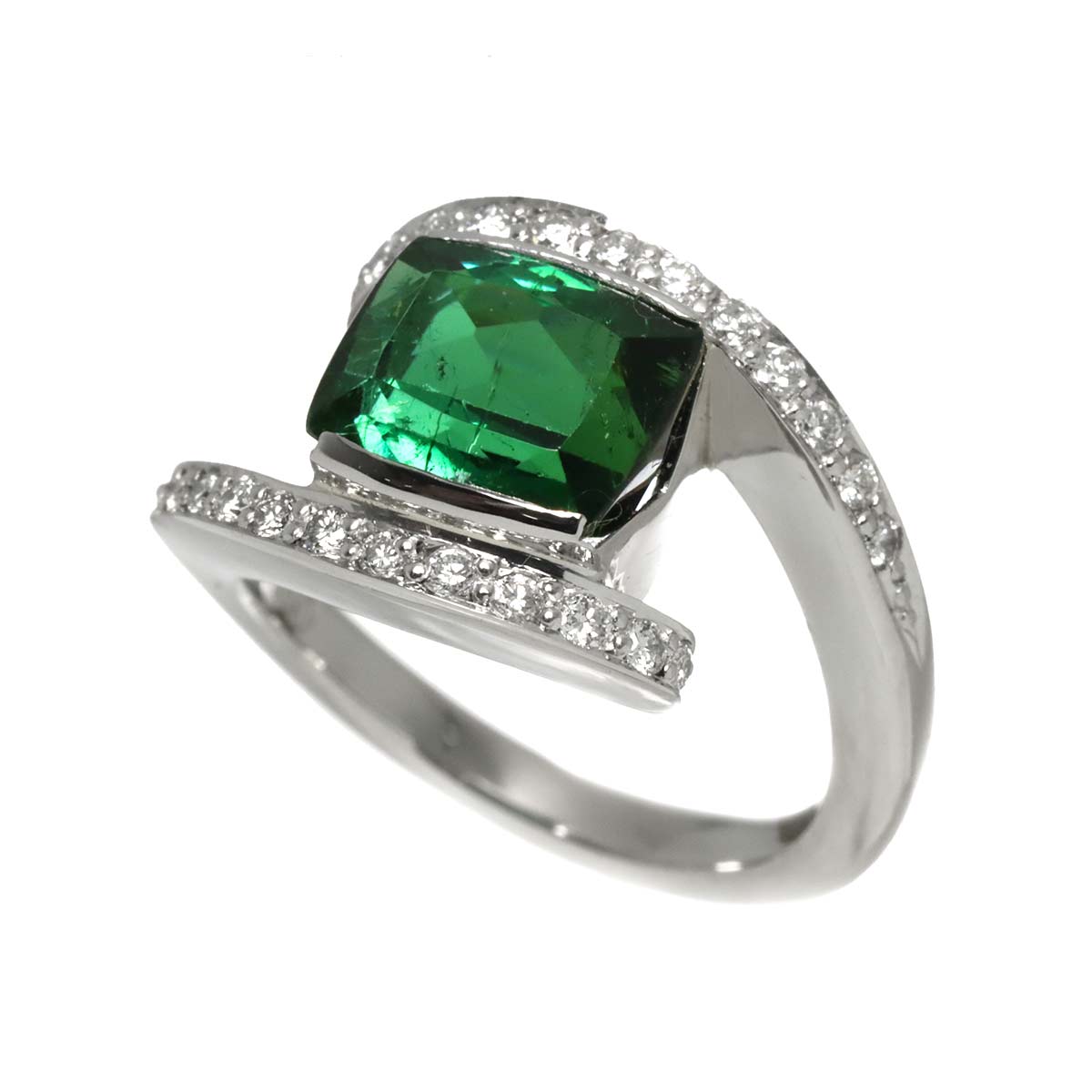 Tourmaline 3.04ct Diamond 0.25ct Ring Pt Platinum size5-5.25(US)