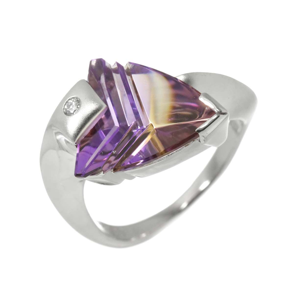 Ametrine 3.91ct Diamond 0.03ct Ring Pt Platinum size7.25(US)