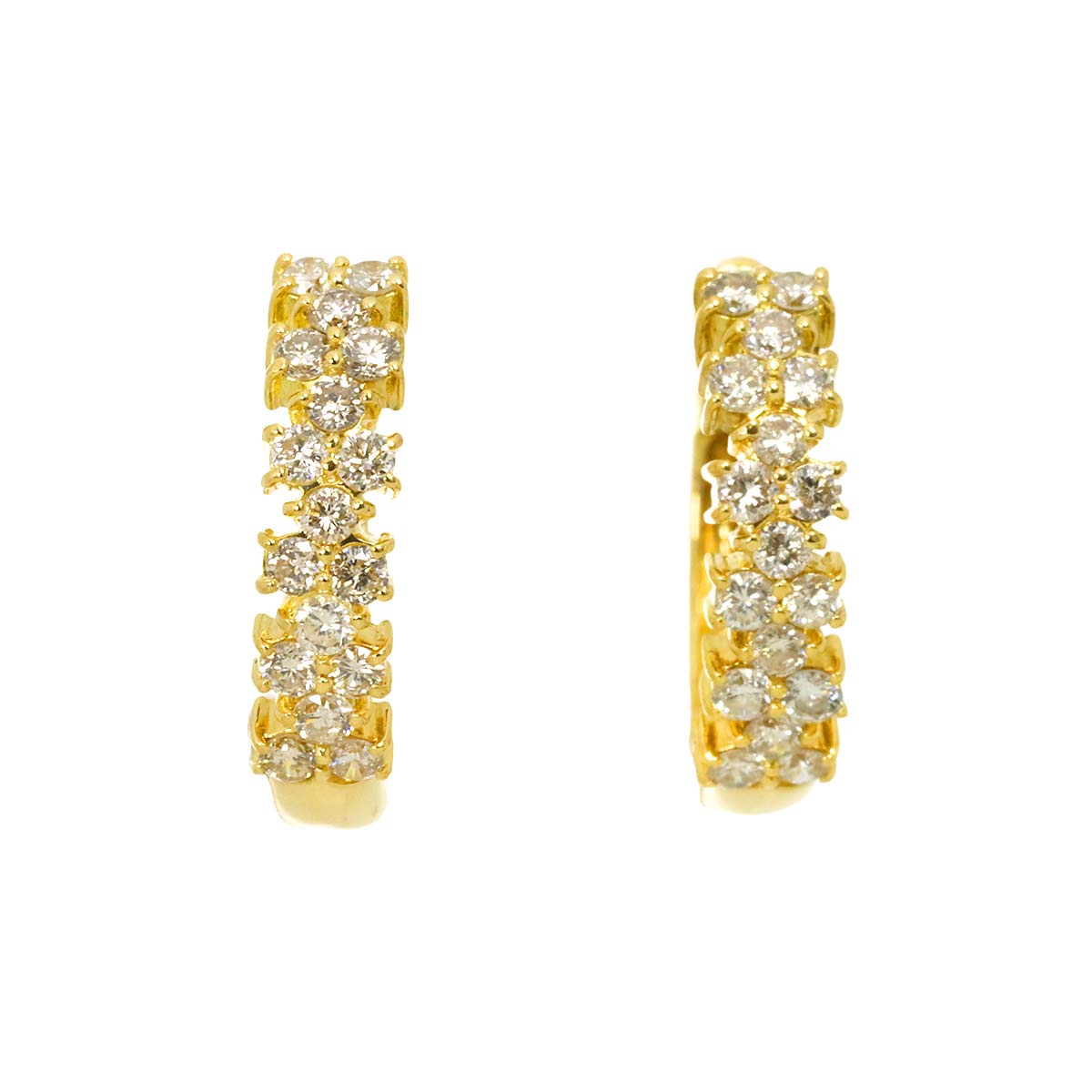 Diamond 0.35ct/0.35ct Earrings Pierced 18K YG Yellow Gold 750