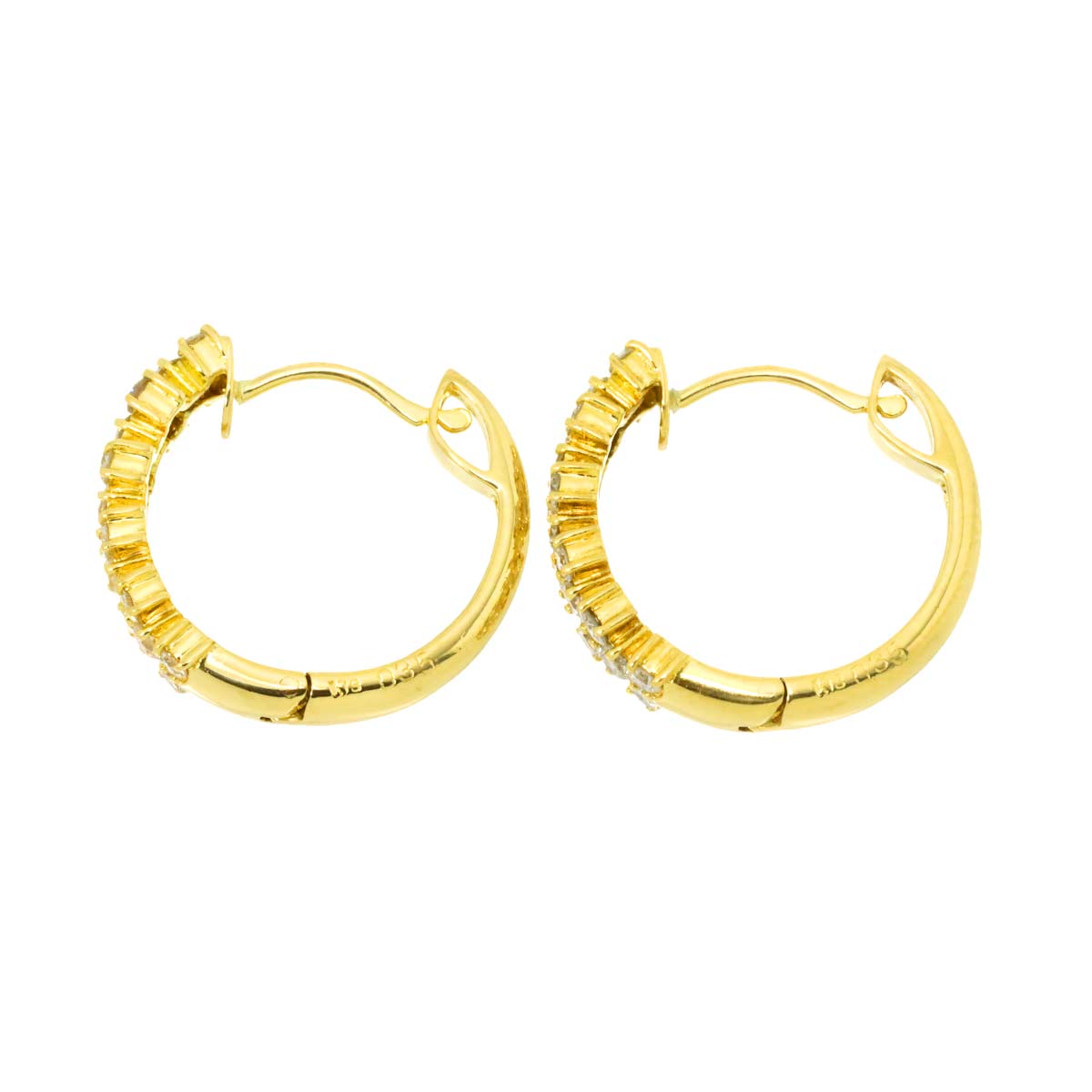 Diamond 0.35ct/0.35ct Earrings Pierced 18K YG Yellow Gold 750