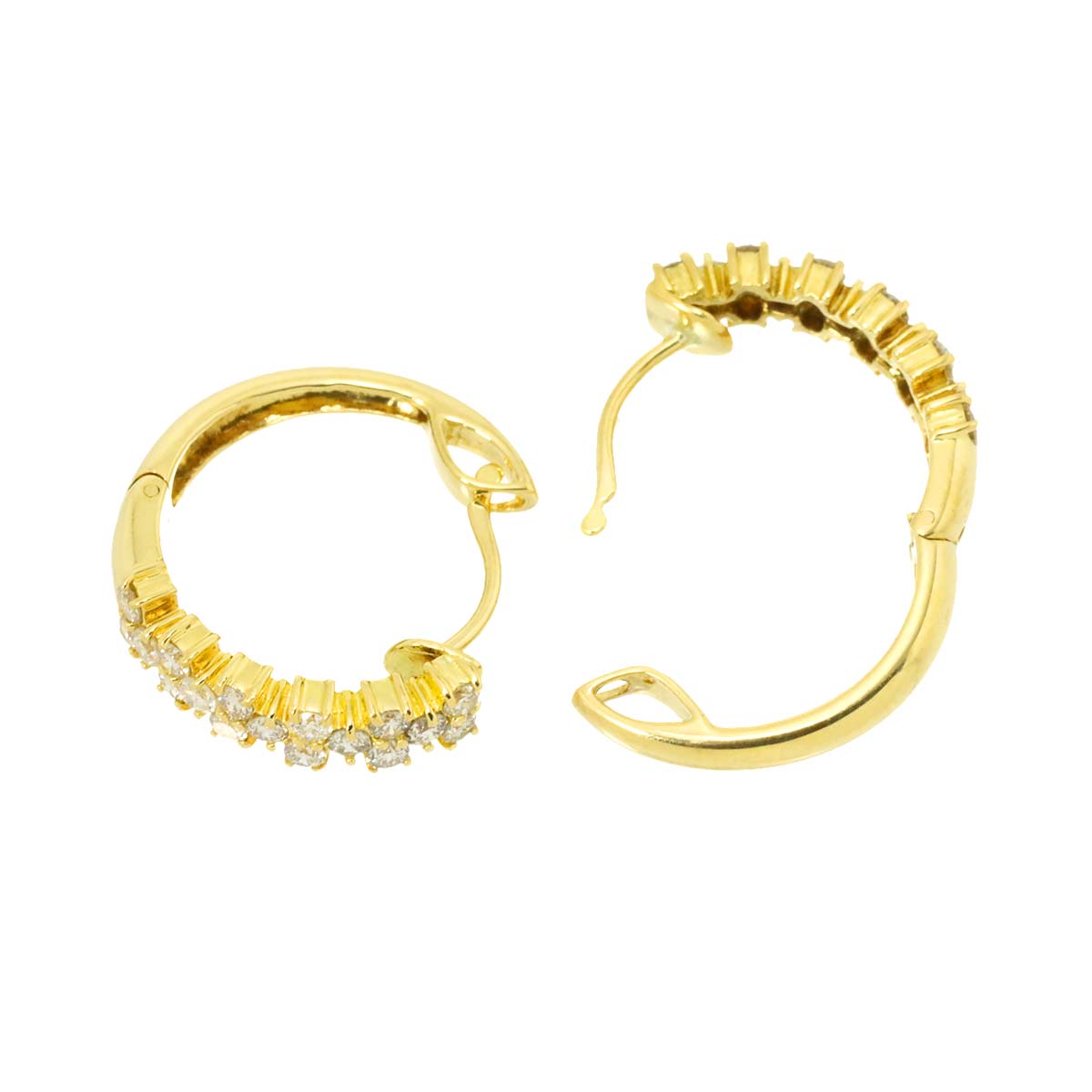 Diamond 0.35ct/0.35ct Earrings Pierced 18K YG Yellow Gold 750