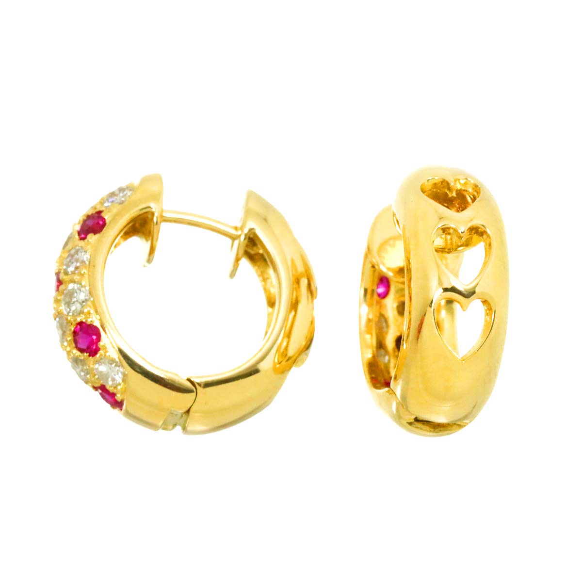 Ruby 0.25ct/0.25ct Diamond 0.27ct/0.27ct Earrings Pierced K18 YG 750