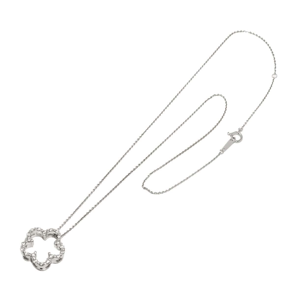 Flower Motif Diamond 0.40ct Necklace 18K White Gold 750