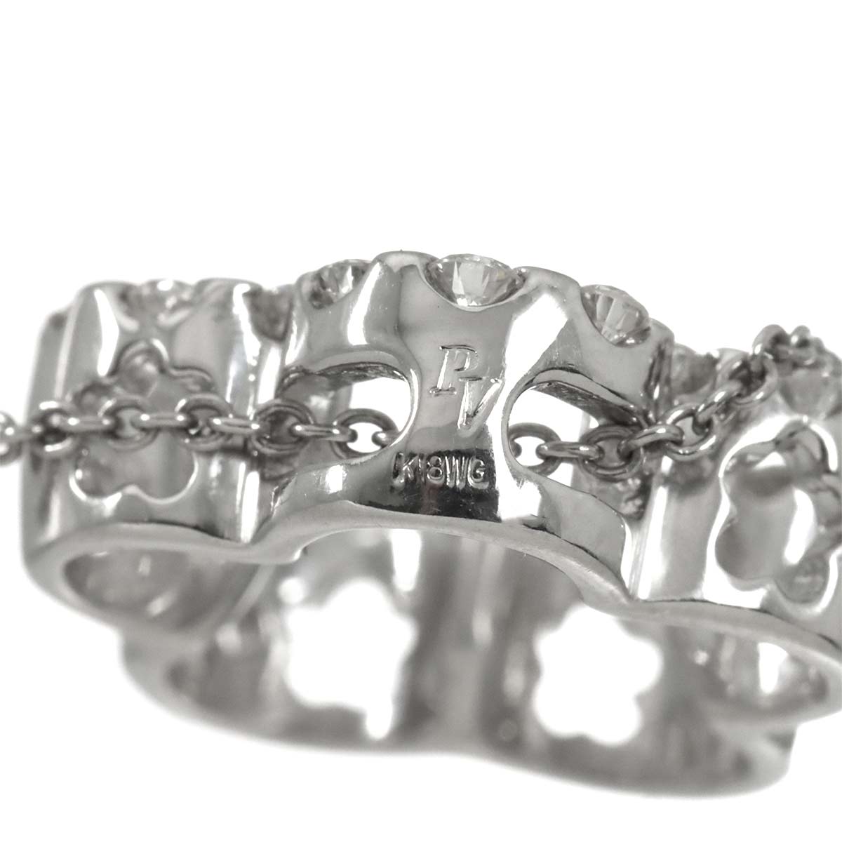 Flower Motif Diamond 0.40ct Necklace 18K White Gold 750