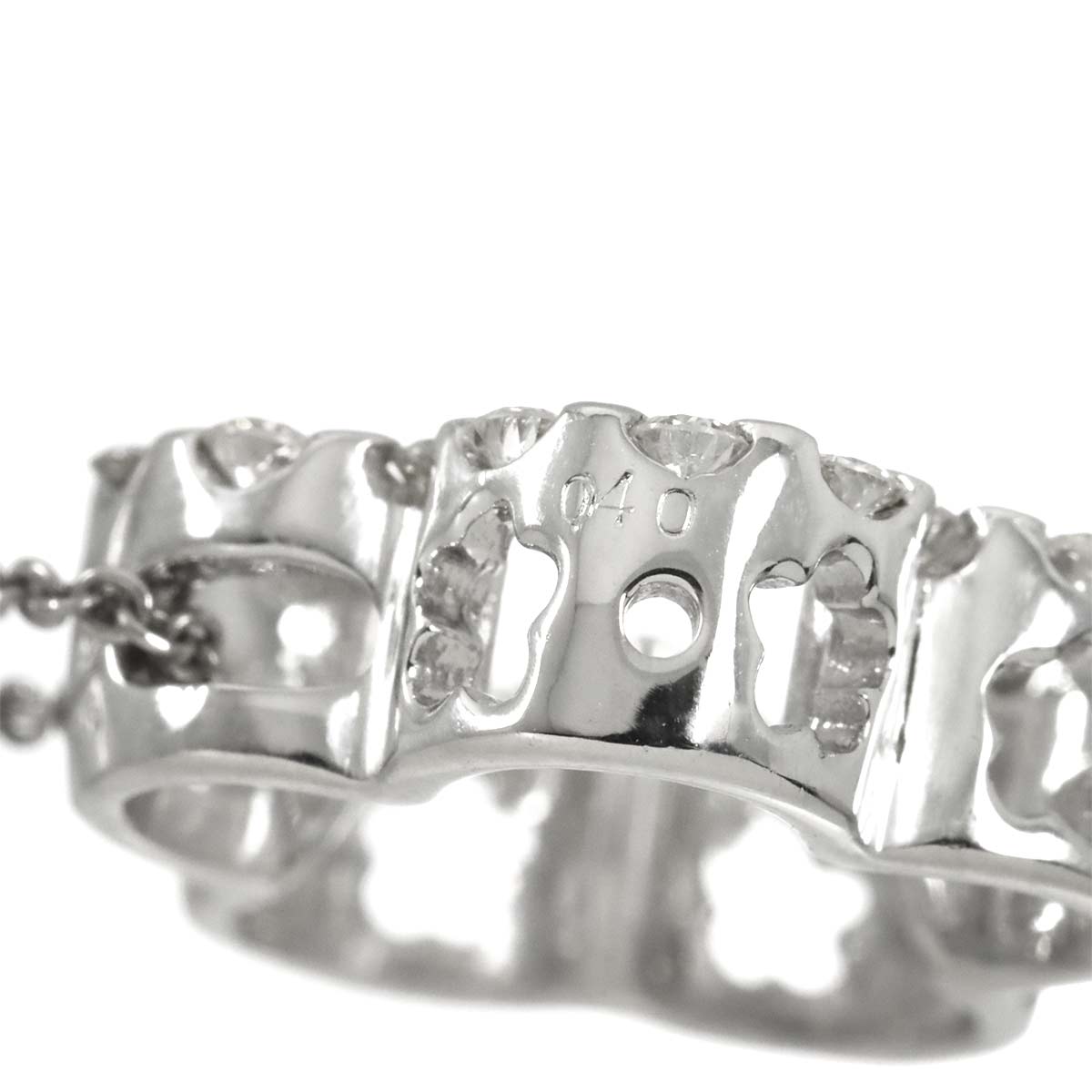 Flower Motif Diamond 0.40ct Necklace 18K White Gold 750
