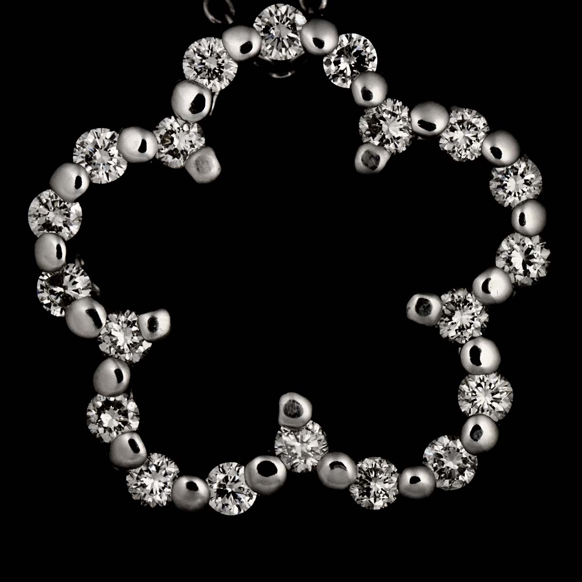 Flower Motif Diamond 0.40ct Necklace 18K White Gold 750