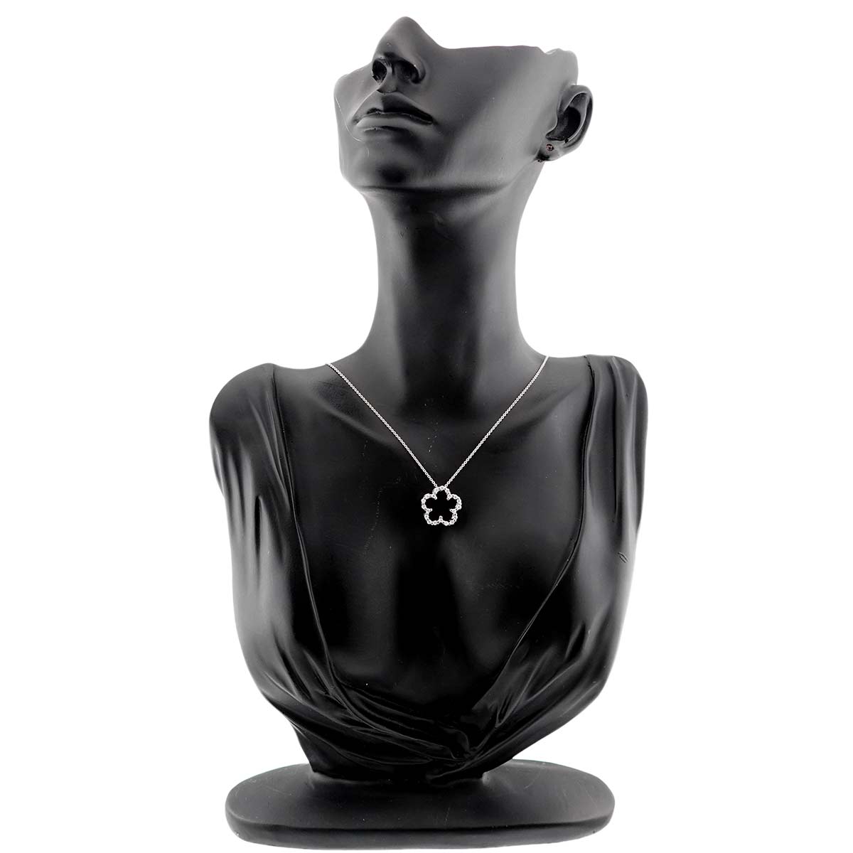 Flower Motif Diamond 0.40ct Necklace 18K White Gold 750
